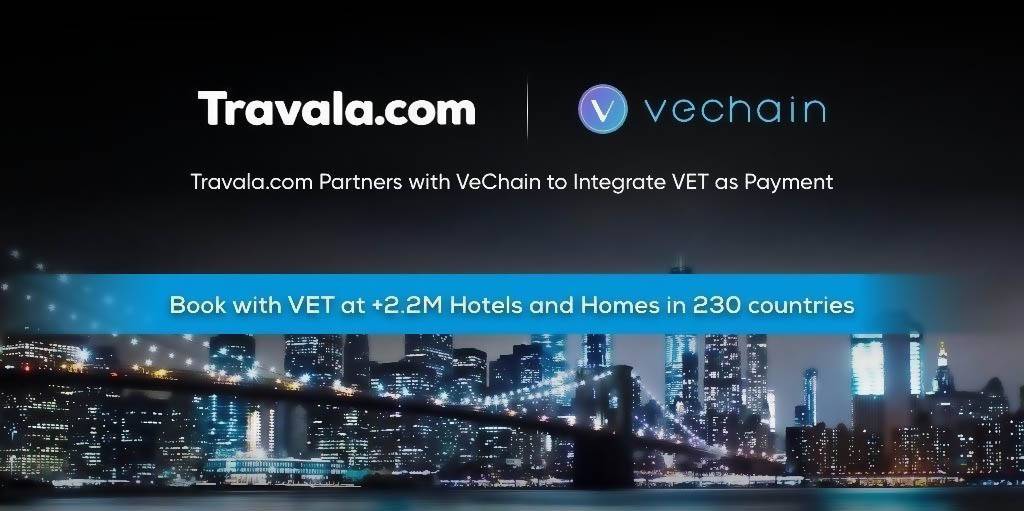 CJsGo | VeChain teams up with Travala.com travel booking platform. Integrating (VET) as payment option enables use of VET for 2,200,000 hotels.